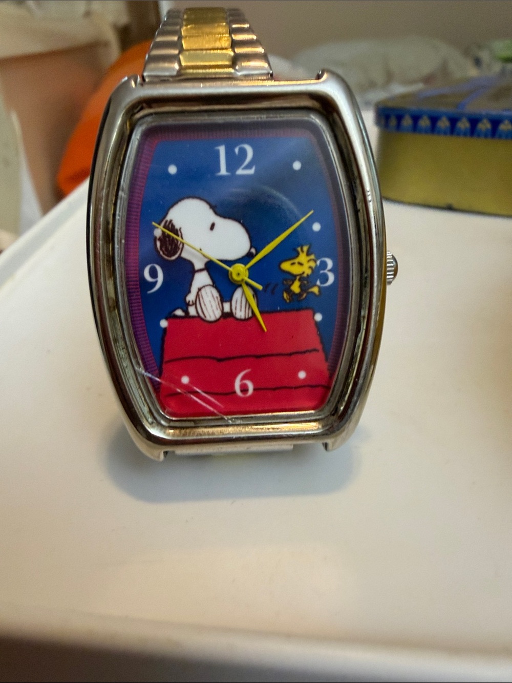 Snoopy & Woodstock Character Watch with Blue Dial and Red Snoopy Doghouse